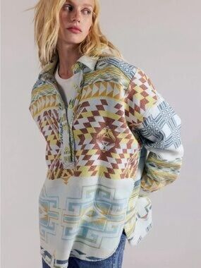 1547. FREE PEOPLE We The Free Arizona Sky Pullover in Dandelion Combo Sz XS NWT